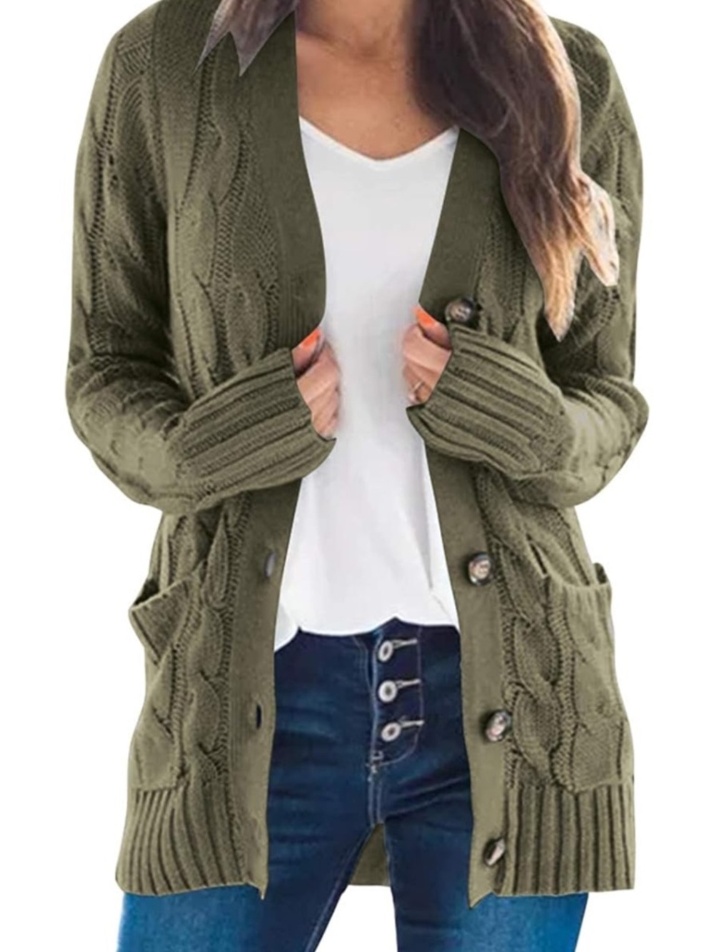 NWT Zesica Women’s Cardigan Sweater Button Down Cable Knit